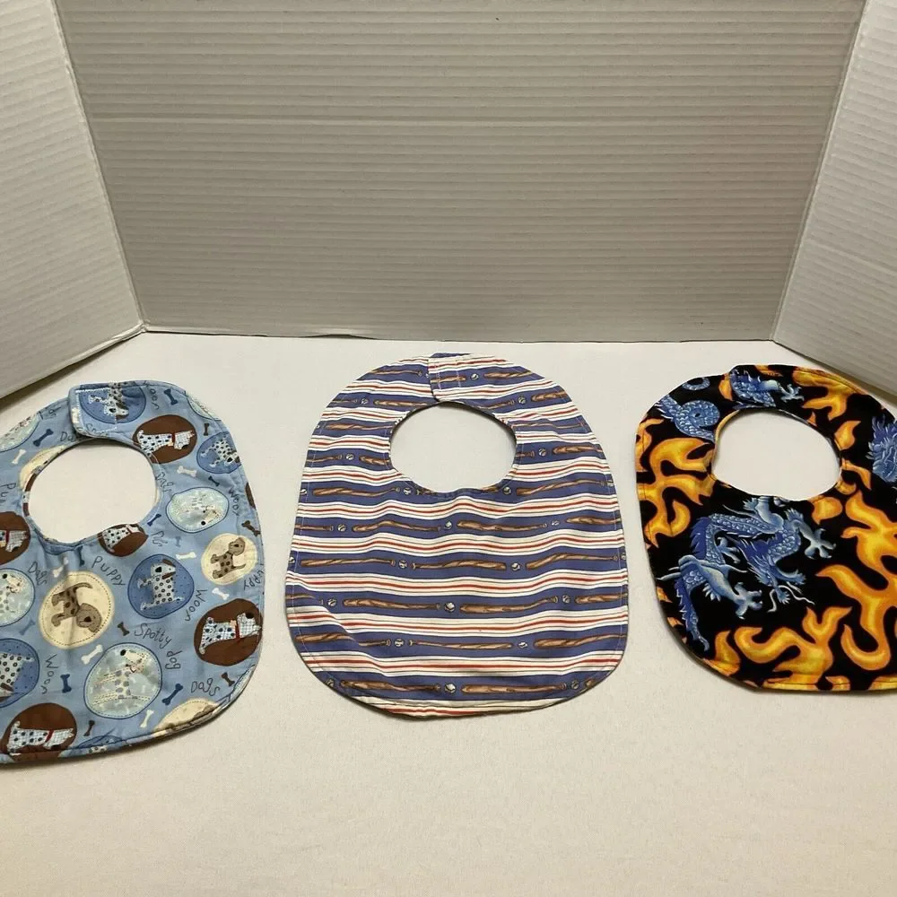 Baby Bibs 3‎ Handmade Drool Bibs Puppy Baseball Dragon Designs